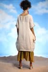 Shop_CAPISVIRLEO_Ivory Linen, Cotton Embroidery Round Godiva Boho Tunic Dress With Printed Inner _at_Aza_Fashions