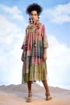 CAPISVIRLEO_Multi Color Cotton V-neck Karamia Tie-dye Print Dress _Online_at_Aza_Fashions