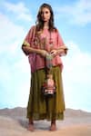 Buy_Capisvirleo_Pink Linen Embroidery Round Neck Liaden Thread Crop Top _at_Aza_Fashions