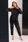 House of Dreams_Black 100% Suiting Viscose Embroidered Thread Our Boss Lady Shirt And Pant Set _Online_at_Aza_Fashions