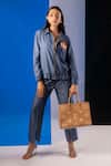 Shop_House of Dreams_Blue Cotton Denim Change Is The Only Constant Jacket And Pant Set _at_Aza_Fashions