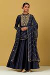 Buy Ikshita Choudhary Blue , Silk Embroidery, Zari, Sequins Hand Yoke Anarkali Set at Aza Fashions Buy_Ikshita Choudhary_Blue , Silk Embroidery, Zari, Sequins Hand Yoke Anarkali Set _at_Aza_Fashions