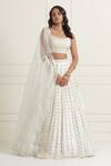 Buy Ikshita Choudhary White Organza, Satin Sequins, Embroidery Scoop Neck Floral Hand Lehenga Set at Aza Fashions Buy_Ikshita Choudhary_White Organza, Satin Sequins, Embroidery Scoop Neck Floral Hand Lehenga Set _at_Aza_Fashions