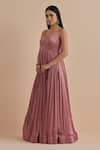 Buy Ikshita Choudhary Pink Net, Brocade Cut Work, Sequins Leaf Embroidered Anarkali With Dupatta Online at Aza Fashions Buy_Ikshita Choudhary_Pink Net, Brocade Cut Work, Sequins Leaf Embroidered Anarkali With Dupatta _Online_at_Aza_Fashions