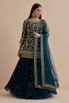 Buy_Ikshita Choudhary_Blue Goergette Embroidery Floral Round Neck And Paisley Kurta Lehenga Set _at_Aza_Fashions