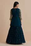 Shop_Ikshita Choudhary_Blue Goergette Embroidery Floral Round Neck And Paisley Kurta Lehenga Set _at_Aza_Fashions