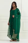 Buy_Ikshita Choudhary_Green Chanderi Embroidery Sequins Scoop Neck Anarkali Set _at_Aza_Fashions