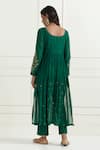 Shop_Ikshita Choudhary_Green Chanderi Embroidery Sequins Scoop Neck Anarkali Set _at_Aza_Fashions