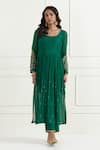 Shop_Ikshita Choudhary_Green Chanderi Embroidery Sequins Scoop Neck Anarkali Set _Online_at_Aza_Fashions