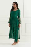 Ikshita Choudhary_Green Chanderi Embroidery Sequins Scoop Neck Anarkali Set _at_Aza_Fashions