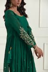 Buy_Ikshita Choudhary_Green Chanderi Embroidery Sequins Scoop Neck Anarkali Set 