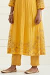 Buy_Ikshita Choudhary_Yellow Cotton Plain Pant _Online_at_Aza_Fashions