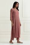 Ikshita Choudhary Pink Chanderi Embroidery Sequin V Neck Floral Butti Kurta Set at Aza Fashions Ikshita Choudhary_Pink Chanderi Embroidery Sequin V Neck Floral Butti Kurta Set_at_Aza_Fashions