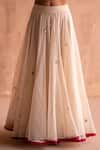 Swatti Kapoor_White Woven Striped Silk Organza With Darsh Lehenga Skirt  _at_Aza_Fashions