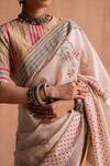 Shop_Swatti Kapoor_White Gati Chanderi Block Print Saree Blouse_Online_at_Aza_Fashions