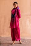 Swatti Kapoor_Pink Handloom Cotton Gokul Handwoven Pleated Pant _Online_at_Aza_Fashions