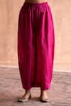 Buy_Swatti Kapoor_Pink Handloom Cotton Gokul Handwoven Pleated Pant _Online_at_Aza_Fashions