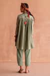 Shop_Swatti Kapoor_Green 40gm Chanderi Printed And Hand Embroidered Kalindi Block Kurta  _at_Aza_Fashions