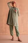Shop_Swatti Kapoor_Green 40gm Chanderi Printed And Hand Embroidered Kalindi Block Kurta  _Online_at_Aza_Fashions