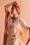 Swatti Kapoor_White Chanderi Embroidery, Sequins V-neck Lalita Hand Block Print Kaftan _at_Aza_Fashions