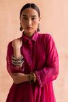 Buy Swatti Kapoor Pink 40gm Chanderi Printed And Hand Embroidered Floral Mayur Shirt Buy_Swatti Kapoor_Pink 40gm Chanderi Printed And Hand Embroidered Floral Mayur Shirt