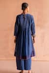 Shop_Swatti Kapoor_Blue 40gm Chanderi Hand Embroidered Sequin And Bead Work Radhika Smocked Yoke _at_Aza_Fashions