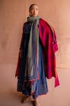 Buy_Swatti Kapoor_Pink Yarn Dyed Silk Hand Block Printed Revati Trench Coat  _Online_at_Aza_Fashions