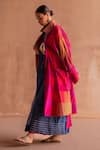 Buy_Swatti Kapoor_Pink Yarn Dyed Silk Hand Block Printed Revati Trench Coat  