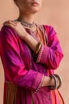 Buy_Swatti Kapoor_Pink Handwoven Yarn Dyed Silk Checkered Round Rohini Kurta 