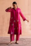 Buy Swatti Kapoor Pink 60gm Chanderi Hand Block Printed Polka Saket Sleeve Kurta at Aza Fashions Buy_Swatti Kapoor_Pink 60gm Chanderi Hand Block Printed Polka Saket Sleeve Kurta _at_Aza_Fashions