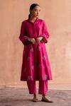 Buy Swatti Kapoor Pink 60gm Chanderi Hand Block Printed Polka Saket Sleeve Kurta Online at Aza Fashions Buy_Swatti Kapoor_Pink 60gm Chanderi Hand Block Printed Polka Saket Sleeve Kurta _Online_at_Aza_Fashions