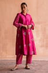 Shop Swatti Kapoor Pink 60gm Chanderi Hand Block Printed Polka Saket Sleeve Kurta Online at Aza Fashions Shop_Swatti Kapoor_Pink 60gm Chanderi Hand Block Printed Polka Saket Sleeve Kurta _Online_at_Aza_Fashions