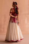 Shop_Swatti Kapoor_Pink Handwoven Yarn Dyed Silk Embroidery Bead Round Sham Quilted Top  _at_Aza_Fashions