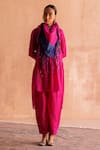 Swatti Kapoor_Pink Handwoven Yarn Dyed Silk Stripe Round Venu Kurta  _at_Aza_Fashions