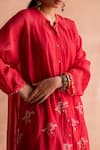 Swatti Kapoor_Red 40gm Chanderi Hand Block Printed Polka Dots Vrisa Kurta  _at_Aza_Fashions