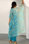Shop_K-Anshika_Blue Georgette Printed Bandhani Open Jacket Skirt Set _at_Aza_Fashions