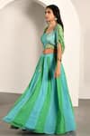 Shop_k-anshika_Green Georgette Embroidery Sequin Open Bandhani Print Short Jacket Lehenga Set _at_Aza_Fashions