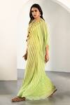 Shop_K-Anshika_Green Georgette Tassels Keyhole Neck Chevron Print Kaftan _Online_at_Aza_Fashions