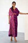Buy_K-Anshika_Purple Georgette Printed Bandhani V Neck Tunic _at_Aza_Fashions
