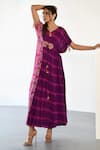 K-Anshika_Purple Georgette Printed Bandhani V Neck Tunic _Online_at_Aza_Fashions