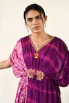 Buy_K-Anshika_Purple Georgette Printed Bandhani V Neck Tunic _Online_at_Aza_Fashions