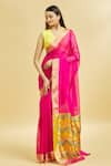 Mint N Oranges_Pink Saree Pure Chanderi With Blouse Piece  _Online_at_Aza_Fashions