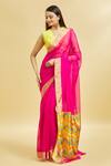 Shop_Mint N Oranges_Pink Saree Pure Chanderi With Blouse Piece  _Online_at_Aza_Fashions