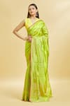 Buy_Mint N Oranges_Green Saree Pure Chanderi Silk Woven Zari Stripe Pattern With Blouse Piece _at_Aza_Fashions