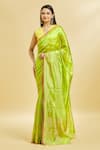 Buy_Mint N Oranges_Green Saree Pure Chanderi Silk Woven Zari Stripe Pattern With Blouse Piece _Online_at_Aza_Fashions