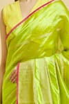 Shop_Mint N Oranges_Green Saree Pure Chanderi Silk Woven Zari Stripe Pattern With Blouse Piece _Online_at_Aza_Fashions