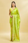 Buy_Mint N Oranges_Green Saree Pure Chanderi Silk Woven Zari Stripe Pattern With Blouse Piece 