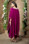 Aariyana Couture_Purple Kaftan And Pant Cotton Silk Embroidery Sequin V Tikki Work Kurta & Set _Online_at_Aza_Fashions