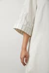 Shop_Meesa_White Embroidered Sleeves Double Stitch Collared Bell Long Shirt With Palazzo _Online_at_Aza_Fashions