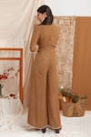 Shop_Meesa_Brown Rayon Embellished Lace Scallop V Neck Jumpsuit  _at_Aza_Fashions